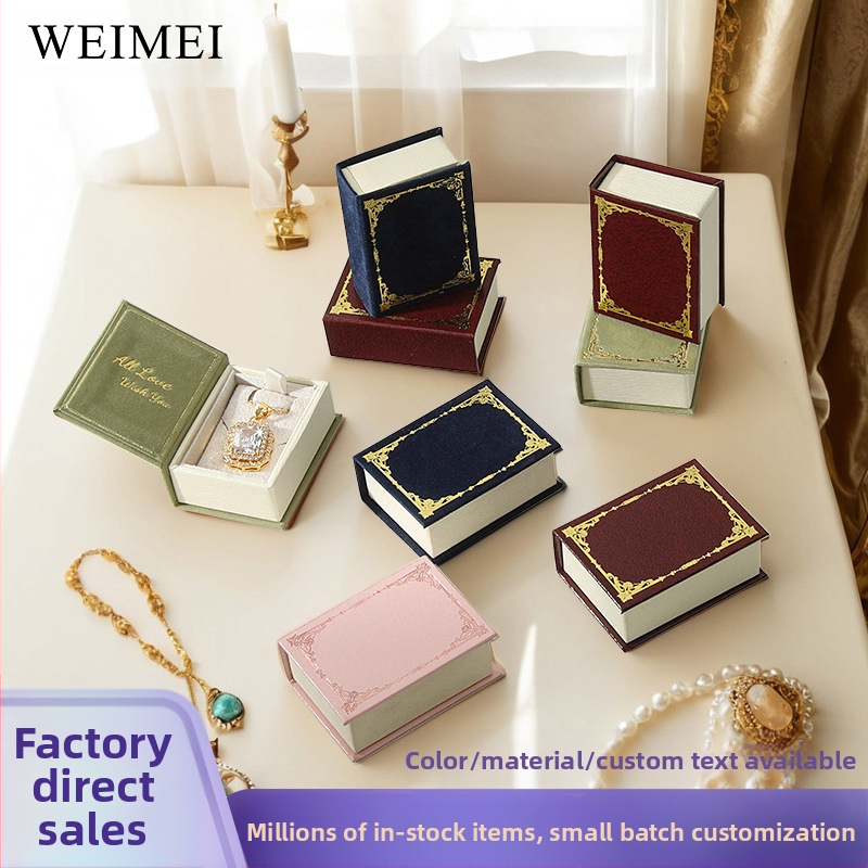 Flip Retro gredzenu kaste Magnētiskā maza rotaslietu kaste Radoša grāmatas kulona ausu nagu kaste Rotaslietu iepakojuma papīra kaste