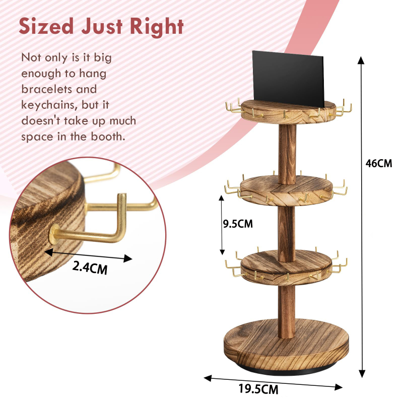 Loominguline puidust pöörlev ehete vitriin, puidust käevõru vitriin, ehete kaelakee, täispuidust hoiuriiul