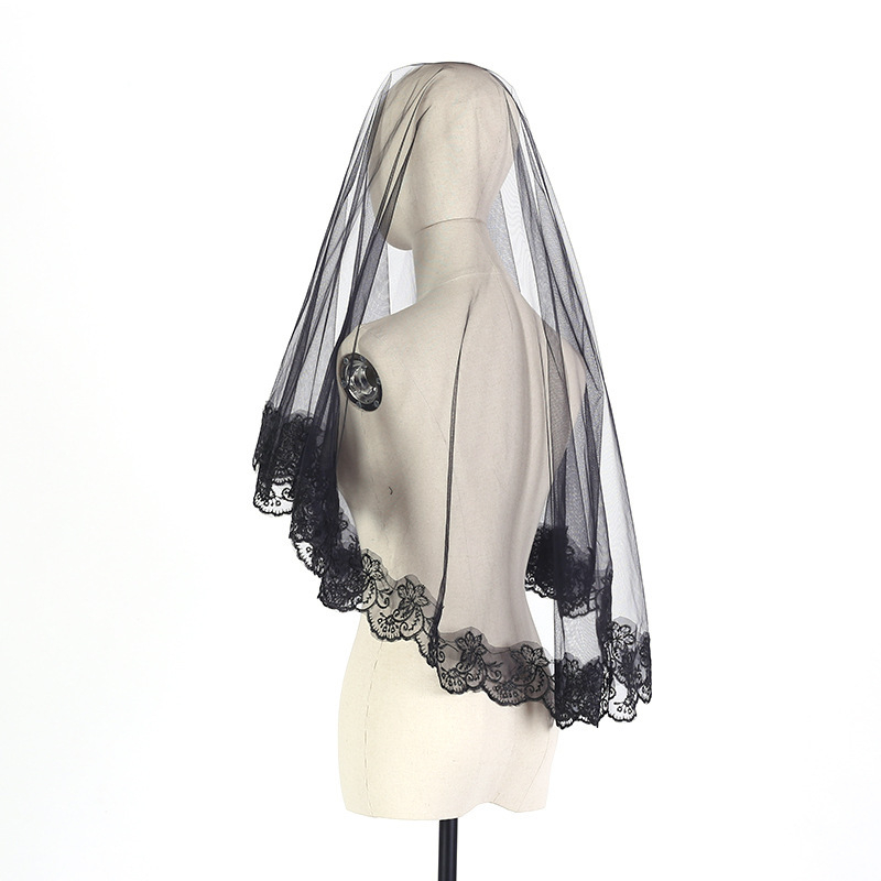 Euroopa ja Ameerika halloweeni peakate, kummituslik pruudi loor, must lühike vintage fotorekvisiidid, pitsist internetist punane reisiloor