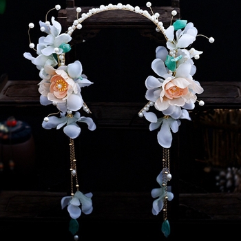 Hanfu pokrivalo za glavu s resicama za hodanje, antikna svilena traka za cvijeće s vilinskim motivom resica za hodanje, dnevni dodaci za kosu, drevni dodaci za kostime