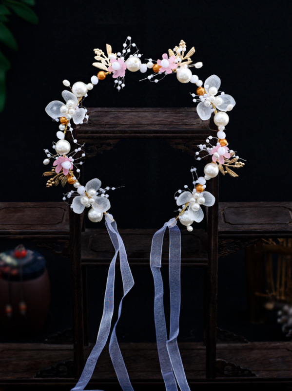 Hanfu pokrivalo za glavu s resicama za hodanje, antikna svilena traka za cvijeće s vilinskim motivom resica za hodanje, dnevni dodaci za kosu, drevni dodaci za kostime