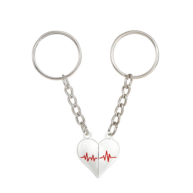 Piiriülene loominguline armastus, elektrokardiogramm paarile, magnetiline valentinipäeva võtmehoidja, südamelöökide seljakoti ripats, hea sõbra kingitus