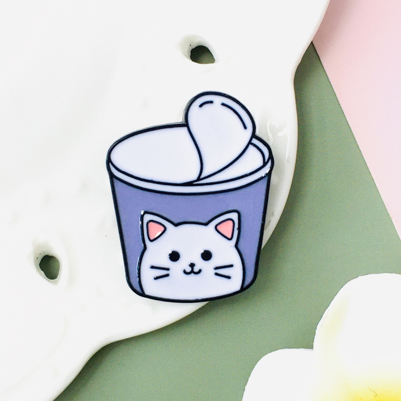 Kívánság, eladó aranyos állatos bross, macska, kávéscsésze, ötvözetből készült ruhadísz, ötvözetből készült festéktű dekoráció