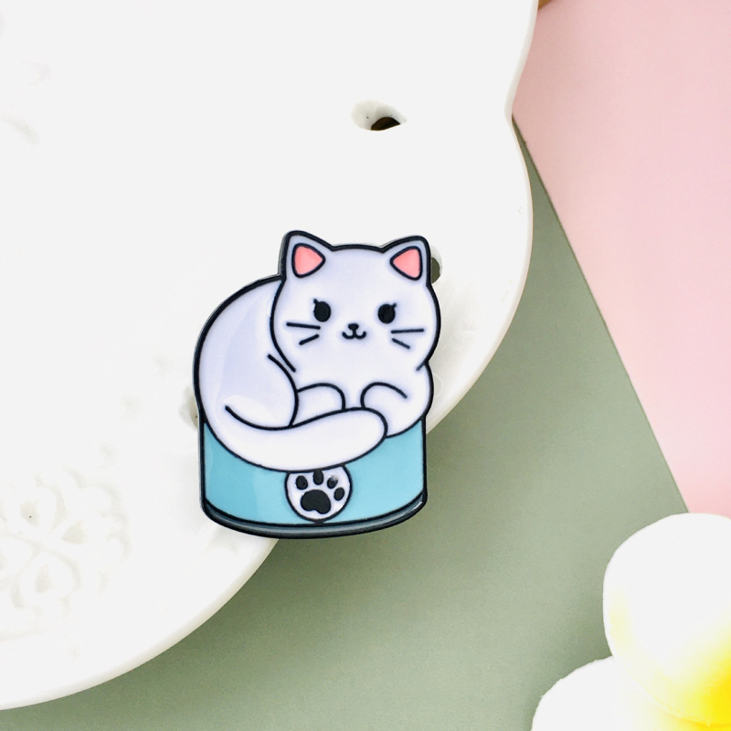 Kívánság, eladó aranyos állatos bross, macska, kávéscsésze, ötvözetből készült ruhadísz, ötvözetből készült festéktű dekoráció