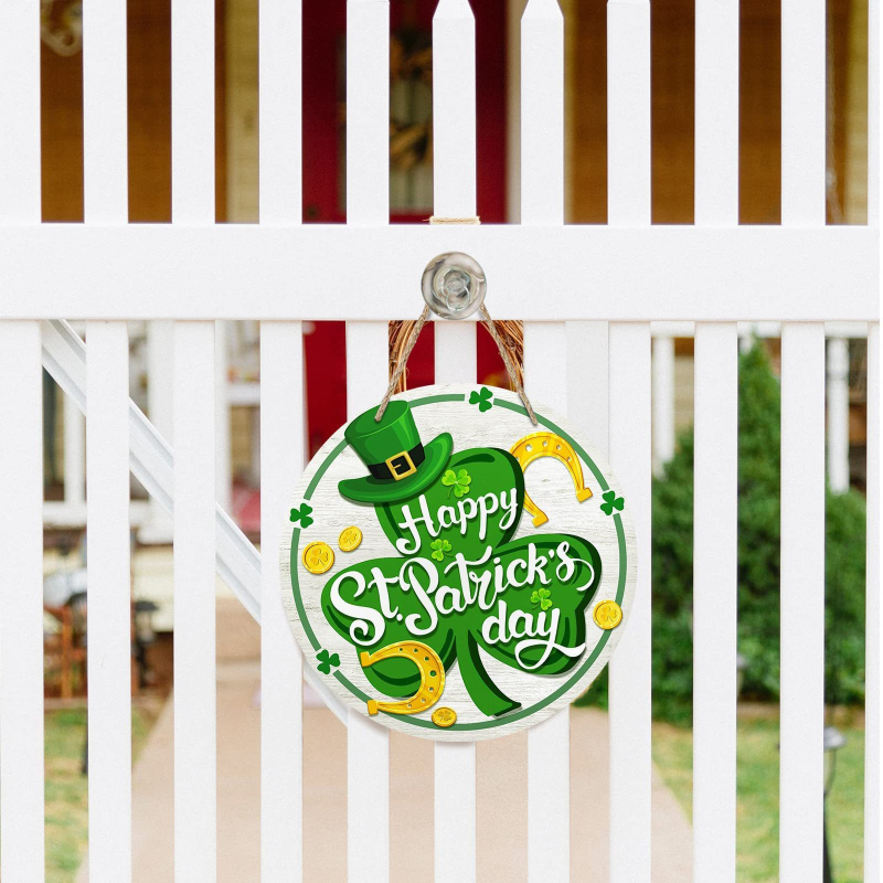 Διασυνοριακή Νέα Ξύλινη Καταχώριση για την Ημέρα του Αγίου Πατρικίου Διακόσμηση Τοίχου Σαλόνι Κρεμαστό Διακοσμητικό Ξύλινο Πορτάκι