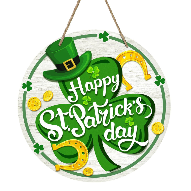 Διασυνοριακή Νέα Ξύλινη Καταχώριση για την Ημέρα του Αγίου Πατρικίου Διακόσμηση Τοίχου Σαλόνι Κρεμαστό Διακοσμητικό Ξύλινο Πορτάκι