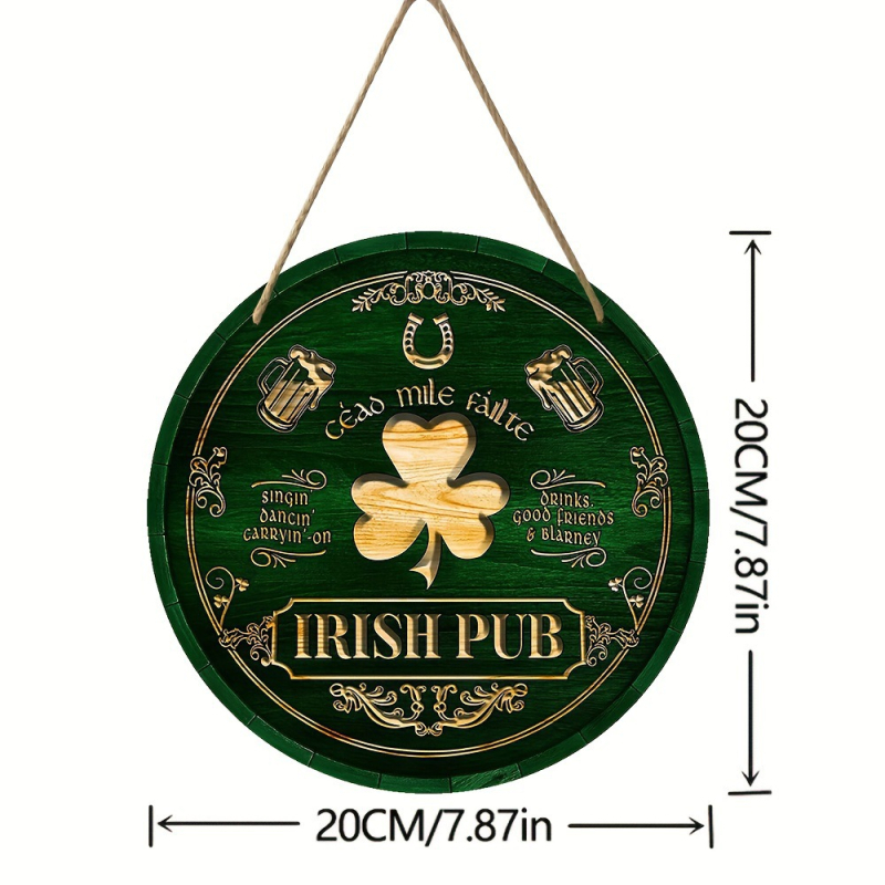 Διασυνοριακή Νέα Ξύλινη Καταχώριση για την Ημέρα του Αγίου Πατρικίου Διακόσμηση Τοίχου Σαλόνι Κρεμαστό Διακοσμητικό Ξύλινο Πορτάκι