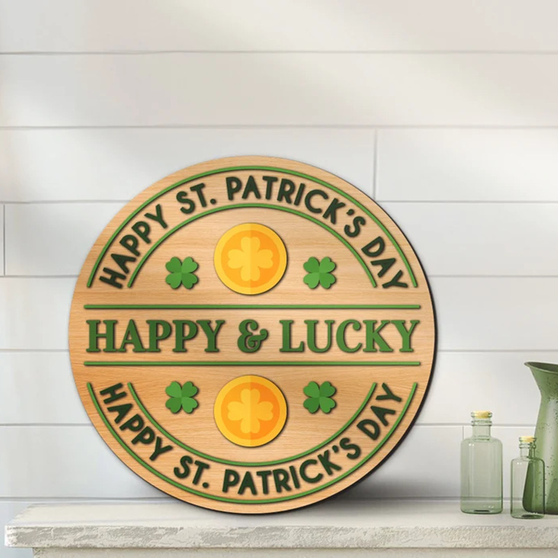 Διασυνοριακή Νέα Ξύλινη Καταχώριση για την Ημέρα του Αγίου Πατρικίου Διακόσμηση Τοίχου Σαλόνι Κρεμαστό Διακοσμητικό Ξύλινο Πορτάκι