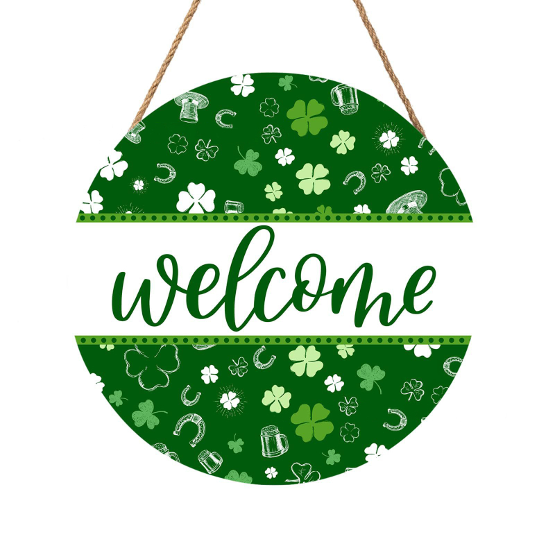Διασυνοριακή Νέα Ξύλινη Καταχώριση για την Ημέρα του Αγίου Πατρικίου Διακόσμηση Τοίχου Σαλόνι Κρεμαστό Διακοσμητικό Ξύλινο Πορτάκι