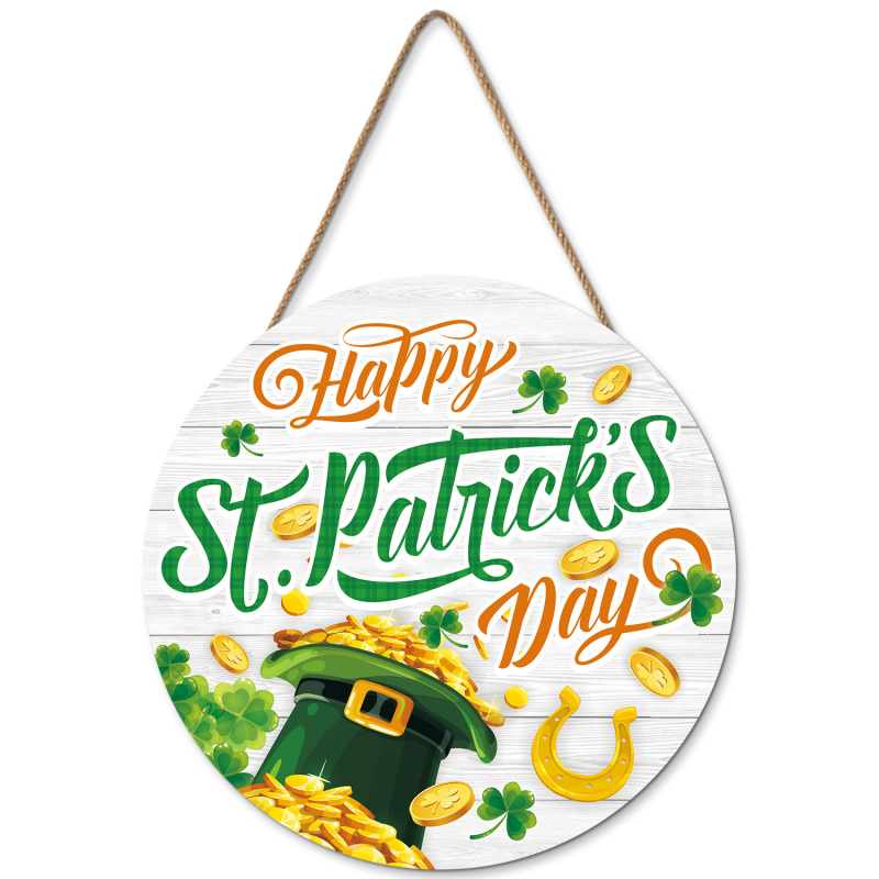 Διασυνοριακή Νέα Ξύλινη Καταχώριση για την Ημέρα του Αγίου Πατρικίου Διακόσμηση Τοίχου Σαλόνι Κρεμαστό Διακοσμητικό Ξύλινο Πορτάκι