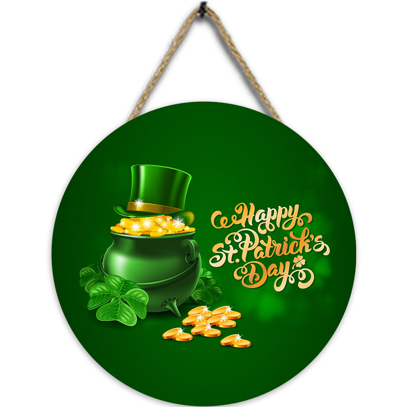 Διασυνοριακή Νέα Ξύλινη Καταχώριση για την Ημέρα του Αγίου Πατρικίου Διακόσμηση Τοίχου Σαλόνι Κρεμαστό Διακοσμητικό Ξύλινο Πορτάκι