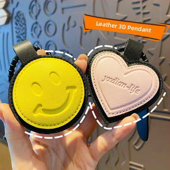 Δερμάτινο τρισδιάστατο μπρελόκ με χαμογελαστό πρόσωπο αγάπης, απλή δημιουργική τσάντα δώρου για ζευγάρια, κρεμαστό κόσμημα, στολίδια κλειδιών αυτοκινήτου