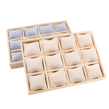 Originaalne puidust raamiga flanellist kella vitriinkapp, käevõru, käevõru vitriinkapp, 12 karpiga ehtetaldrik, puidust hoiualus