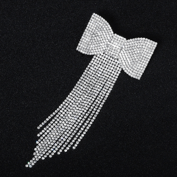 Europietiškos ir amerikietiškos prabangios ilgos kutais puoštos moteriškos plaukų segtukai, sunkiosios pramonės, pilno deimanto kaspino šoninė segtukas, madingas elegantiškas mergaitiškas kirpčiukų segtukas