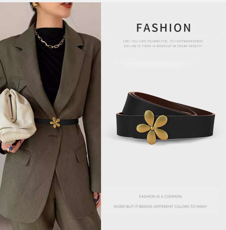 [Tiesioginiai pardavimai iš gamyklos] moteriškas karvės odos diržas su lygia sagtimi, plonas diržas, moteriška suknelė, dekoratyvinis madingas diržas prie sijono