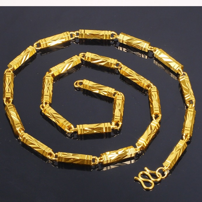 Shake the Sound šef dominantna ogrlica od čistog zlata šesterokutna ne blijedi pješčano zlato 24-karatna zlatna ključna kost muška atmosferska zlatna ogrlica