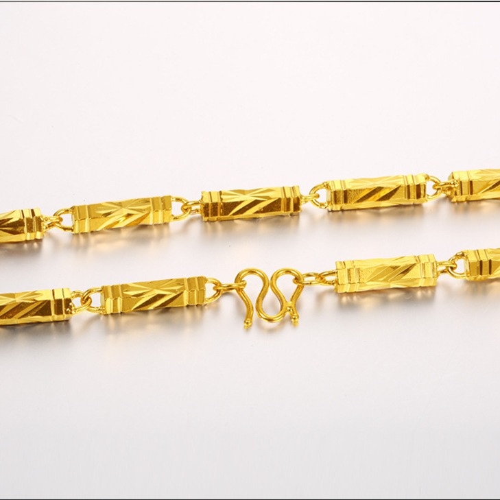 Shake the Sound šef dominantna ogrlica od čistog zlata šesterokutna ne blijedi pješčano zlato 24-karatna zlatna ključna kost muška atmosferska zlatna ogrlica