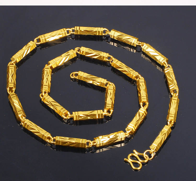 Shake the Sound šef dominantna ogrlica od čistog zlata šesterokutna ne blijedi pješčano zlato 24-karatna zlatna ključna kost muška atmosferska zlatna ogrlica