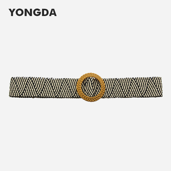 Gyári nagykereskedelmi facsatos szalmautánzatú etnikai stílusú egyszerű Joker díszes ruha pamut lenvászon rugalmas szövésű övvel