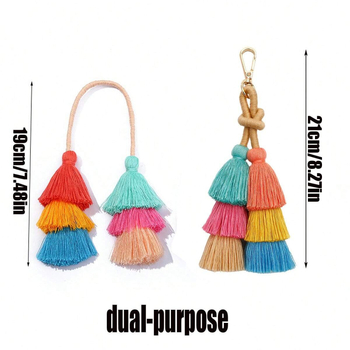 Μπρελόκ με φούντα σε στυλ μποέμ εθνοτικής τεχνοτροπίας, χειροποίητη υφασμένη τσάντα, δώρο, πορτοφόλι, χειροτεχνία, Χριστούγεννα