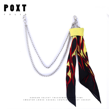 Európai és amerikai rock kör kerek gyöngylánc négyzet alakú sál hiphop punk fém gyűrű nadráglánc öv deréklánc divatos férfi farmer