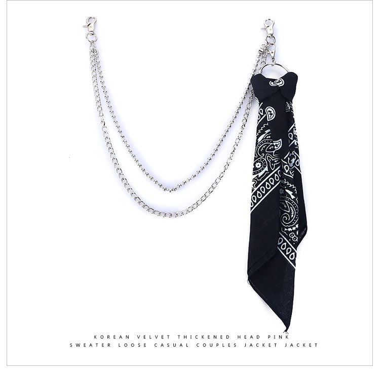 Európai és amerikai rock kör kerek gyöngylánc négyzet alakú sál hiphop punk fém gyűrű nadráglánc öv deréklánc divatos férfi farmer