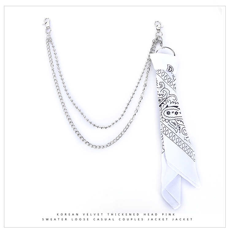 Európai és amerikai rock kör kerek gyöngylánc négyzet alakú sál hiphop punk fém gyűrű nadráglánc öv deréklánc divatos férfi farmer