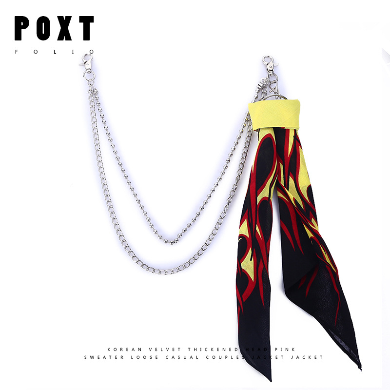 Európai és amerikai rock kör kerek gyöngylánc négyzet alakú sál hiphop punk fém gyűrű nadráglánc öv deréklánc divatos férfi farmer