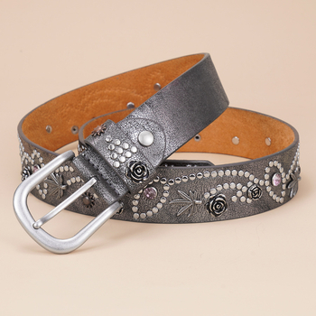 Moteriškas madingas metalinis kniedžių įdėklas, retro, paprastas, universalus platus diržas, dekoratyvinis džinsinis kelnių diržas