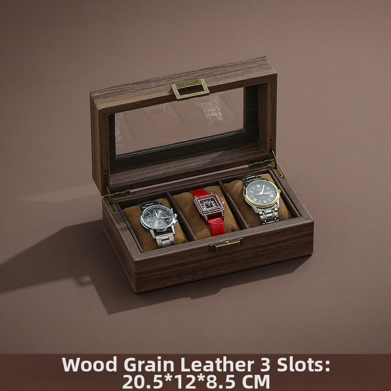 Vintažinio medžio tekstūros odos laikrodžių laikymo dėžutė, daugiafunkcinė laikrodžių dėžutė, aukščiausios klasės riešinių laikrodžių mechaninių laikrodžių papuošalų dėžutė namams, didelė talpa