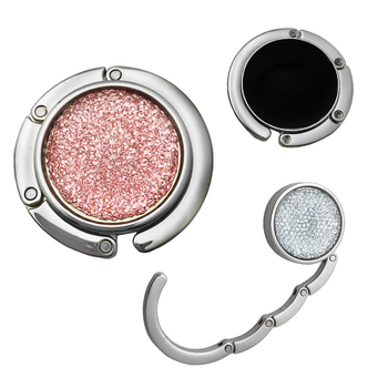 Σε απόθεμα στρογγυλή κρεμάστρα τσάντας με στρας, πτυσσόμενο γάντζο τσάντας, γραφείο, πλαϊνό γάντζο τσάντας, δημιουργικές διακοσμήσεις για φορητές τσάντες