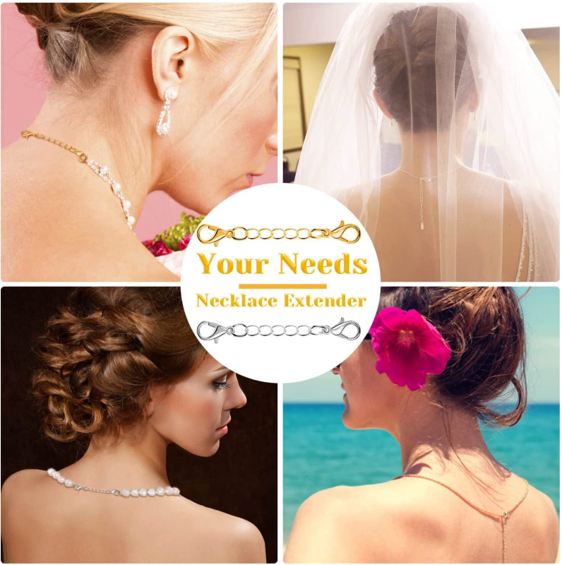 Határokon átnyúló, szexi ékszer kiegészítők, nyaklánc, karkötő, meghosszabbított lánc, dupla fejű homárkapocs, plusz faroklánc, arany és ezüst meghosszabbított lánc