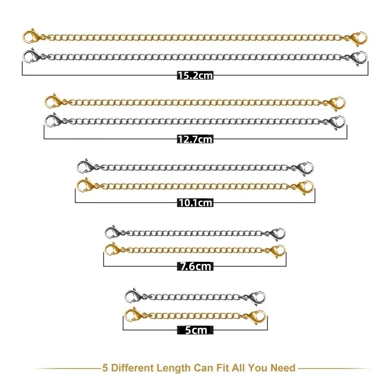 Határokon átnyúló, szexi ékszer kiegészítők, nyaklánc, karkötő, meghosszabbított lánc, dupla fejű homárkapocs, plusz faroklánc, arany és ezüst meghosszabbított lánc