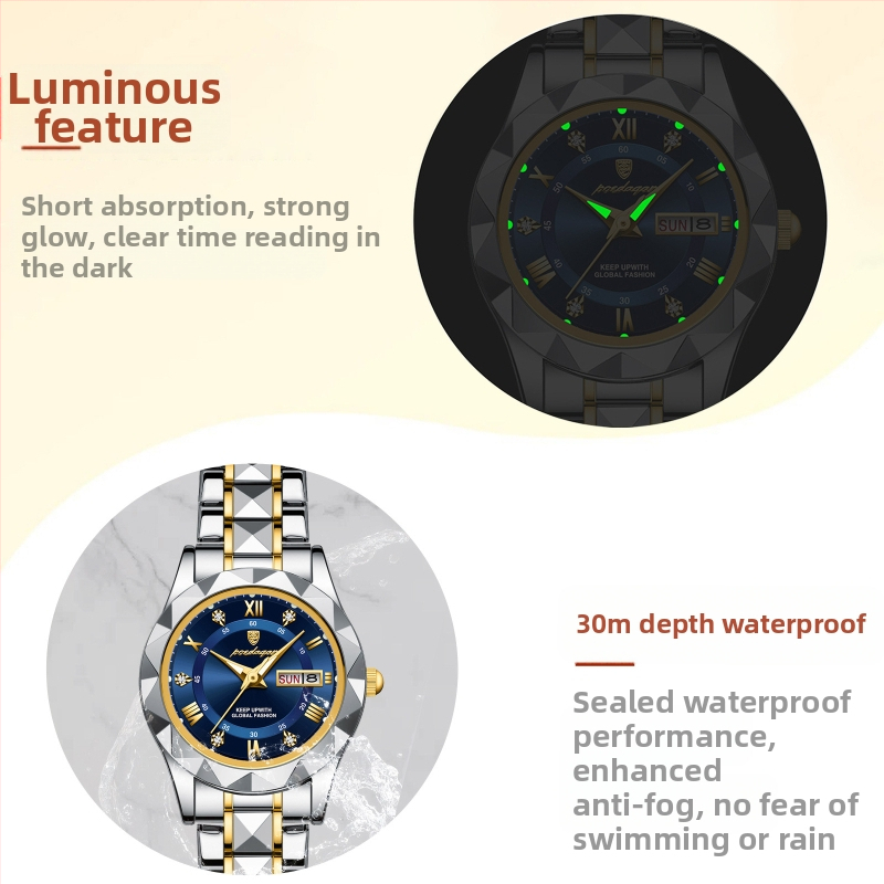 Дамски часовник нов водоустойчив светещ моден кварцов часовник на живо