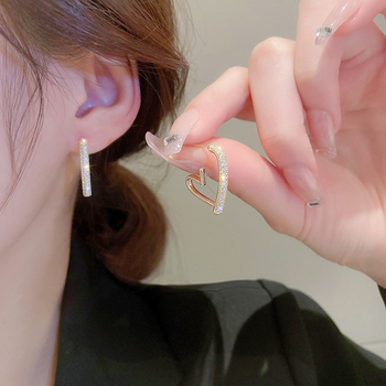 2025 új, szív alakú cirkon fülbevalók, niche dizájn, őszibarack színű, divatos, sokoldalú, szív alakú, elegáns fülbevalók