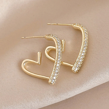 Νέα σκουλαρίκια ζιργκόν σε σχήμα καρδιάς του 2025, σκουλαρίκια καρδιάς σε σχήμα ροδακινί, μοντέρνα, ευέλικτα, κομψά σκουλαρίκια σε σχήμα καρδιάς