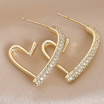 Νέα σκουλαρίκια ζιργκόν σε σχήμα καρδιάς του 2025, σκουλαρίκια καρδιάς σε σχήμα ροδακινί, μοντέρνα, ευέλικτα, κομψά σκουλαρίκια σε σχήμα καρδιάς