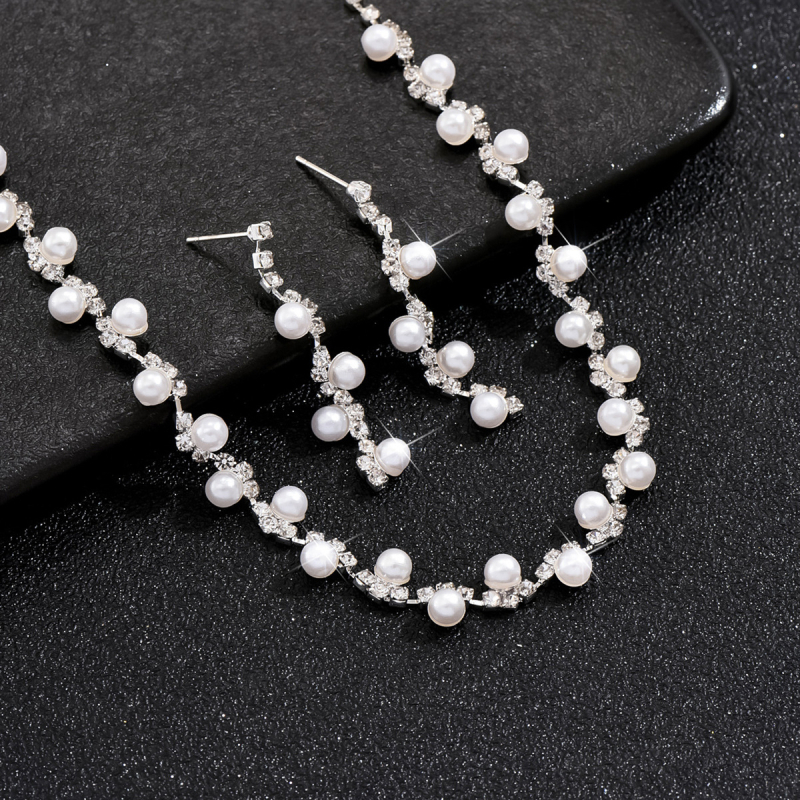 Amazon, vânzare fierbinte, modă, cristal stras, colier, cercei, brățară, trei piese, accesorii de bijuterii pentru nuntă, bijuterii de mireasă