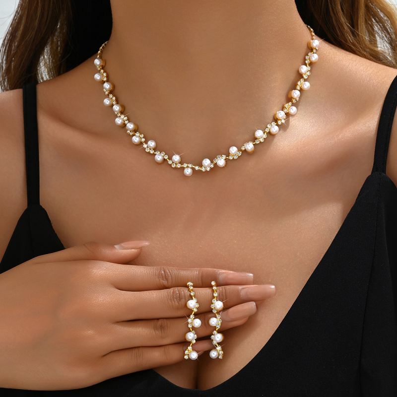 Amazon, vânzare fierbinte, modă, cristal stras, colier, cercei, brățară, trei piese, accesorii de bijuterii pentru nuntă, bijuterii de mireasă