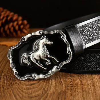 Madingas vyriškas diržas su arklio formos didele sagtimi, PU odos diržas jaunimui, retro asmenybės, universalus džinsinis diržas