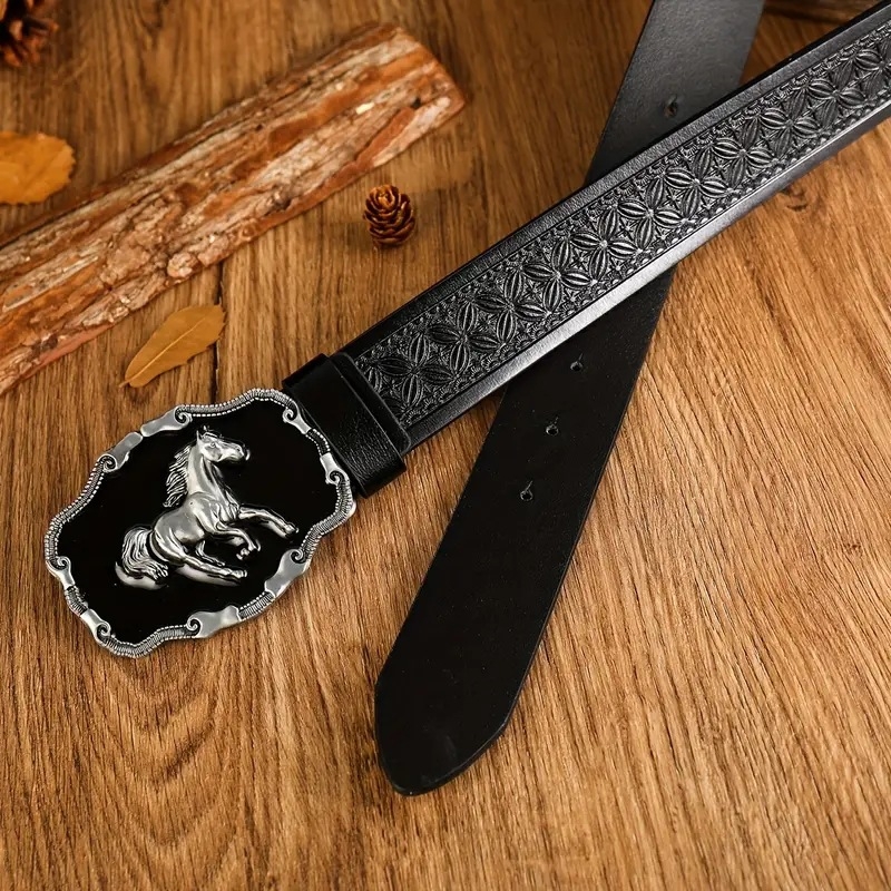 Madingas vyriškas diržas su arklio formos didele sagtimi, PU odos diržas jaunimui, retro asmenybės, universalus džinsinis diržas