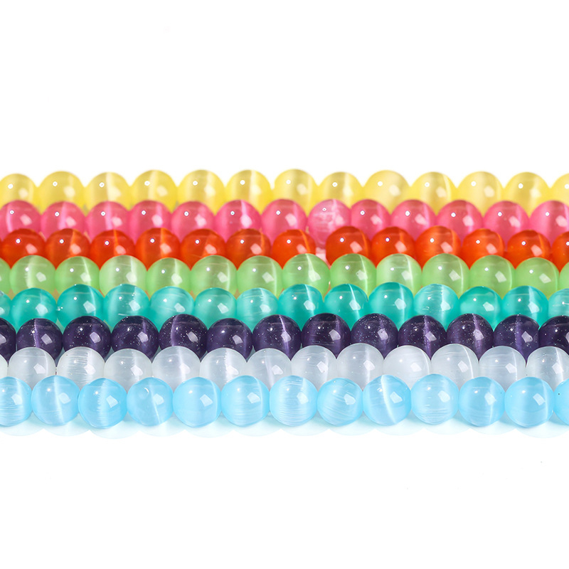 Gyári közvetlen szállítás, többszínű macskaszem köves gyöngyök, kézzel készített, barkács ékszerek, kiegészítők, karkötők, nyakláncok, félkész kerek gyöngyök, nagykereskedelem