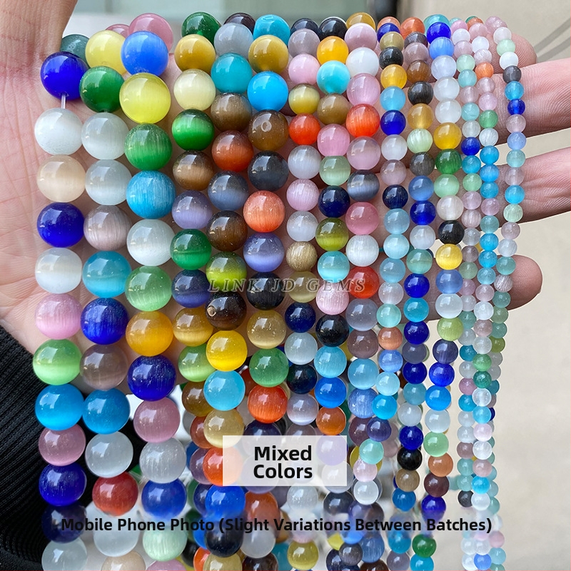 Gyári közvetlen szállítás, többszínű macskaszem köves gyöngyök, kézzel készített, barkács ékszerek, kiegészítők, karkötők, nyakláncok, félkész kerek gyöngyök, nagykereskedelem