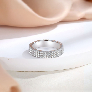 Δαχτυλίδι Τριών σειρών Πλήρες Ζιργκόν Ένθετο Χάλκινο Κοσμήματα Ακανόνιστο Ψυχρό Στυλ Φωτεινό Πολυτελές Φθινόπωρο και Χειμώνας Γυναικεία Εξειδίκευση Υψηλής ποιότητας Φωτεινό Πολυτελές