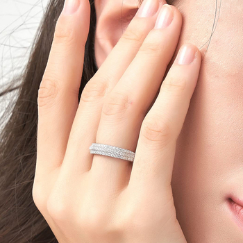 Δαχτυλίδι Τριών σειρών Πλήρες Ζιργκόν Ένθετο Χάλκινο Κοσμήματα Ακανόνιστο Ψυχρό Στυλ Φωτεινό Πολυτελές Φθινόπωρο και Χειμώνας Γυναικεία Εξειδίκευση Υψηλής ποιότητας Φωτεινό Πολυτελές