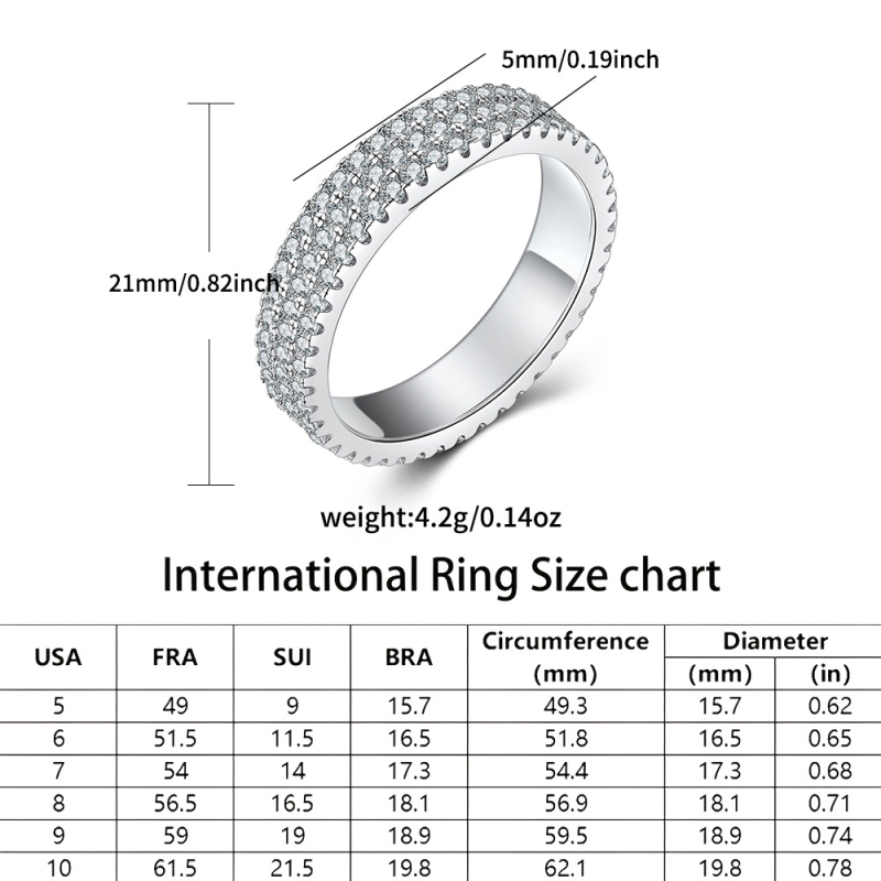 Δαχτυλίδι Τριών σειρών Πλήρες Ζιργκόν Ένθετο Χάλκινο Κοσμήματα Ακανόνιστο Ψυχρό Στυλ Φωτεινό Πολυτελές Φθινόπωρο και Χειμώνας Γυναικεία Εξειδίκευση Υψηλής ποιότητας Φωτεινό Πολυτελές