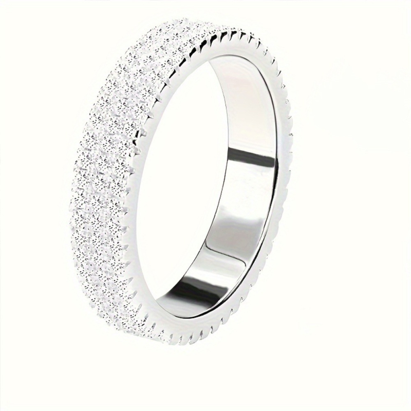 Δαχτυλίδι Τριών σειρών Πλήρες Ζιργκόν Ένθετο Χάλκινο Κοσμήματα Ακανόνιστο Ψυχρό Στυλ Φωτεινό Πολυτελές Φθινόπωρο και Χειμώνας Γυναικεία Εξειδίκευση Υψηλής ποιότητας Φωτεινό Πολυτελές