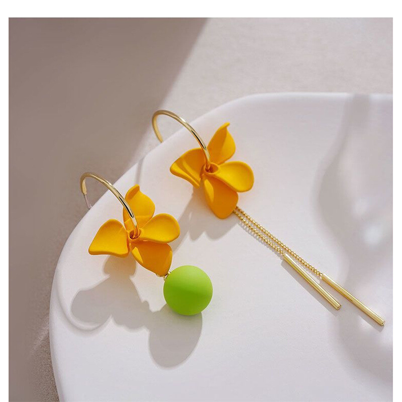 Szuper tündér aszimmetrikus fülbevaló, egyedi dizájn, rózsaszín liliom, niche hosszú bojtos gömb alakú női fülbevaló