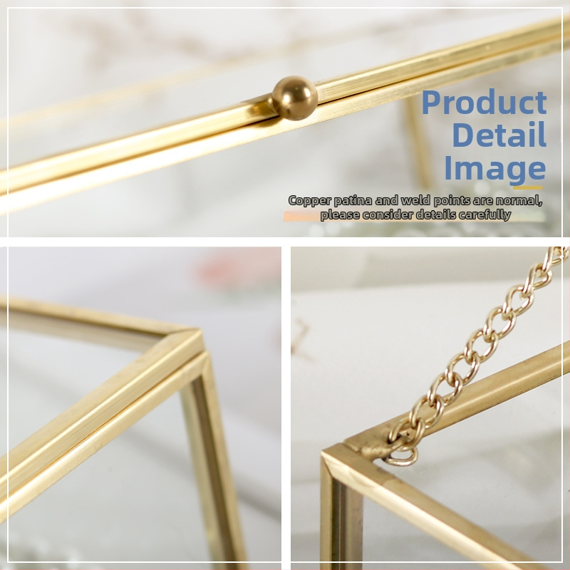 Кутия за бижута Ins Style Nordic Mesing Rectangular Glass с капак, прахоустойчива, малка, изящна, семпла, за бижута, козметика