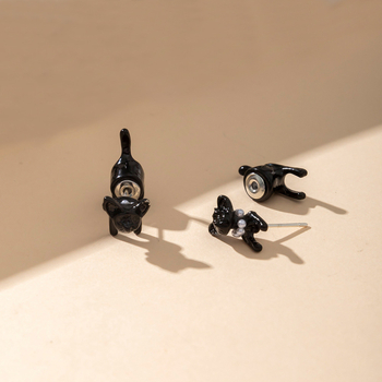 1 ζευγάρι σκουλαρίκια από ανοξείδωτο ατσάλι σε διασυνοριακό στυλ, τρισδιάστατα σκουλαρίκια γάτας, σκουλαρίκια με κινούμενα σχέδια